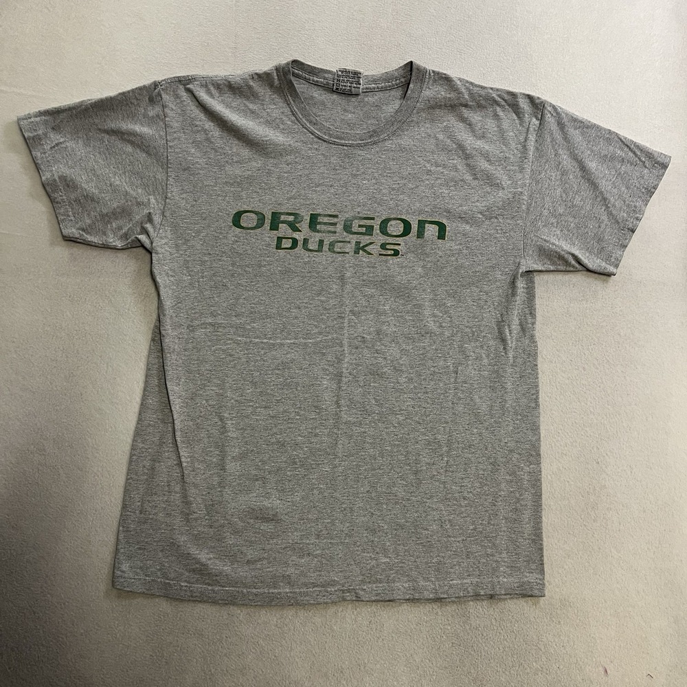 Vintage Oregon Ducks Sports T-Shirt Men's Size Large Gray Spellout TLC Tag 90s